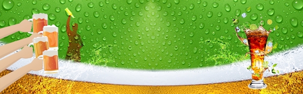 啤酒节绿色啤酒背景