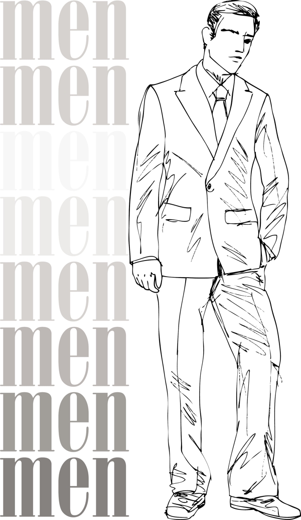 英俊的男人的时尚插画矢量图