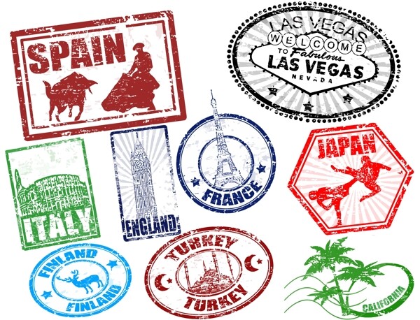 世界各国标志印章邮戳标签图片