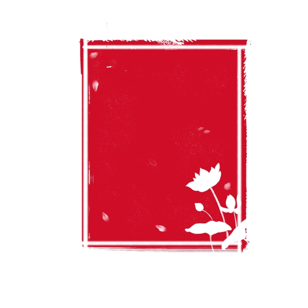 红色中国风荷花印章装饰图案5