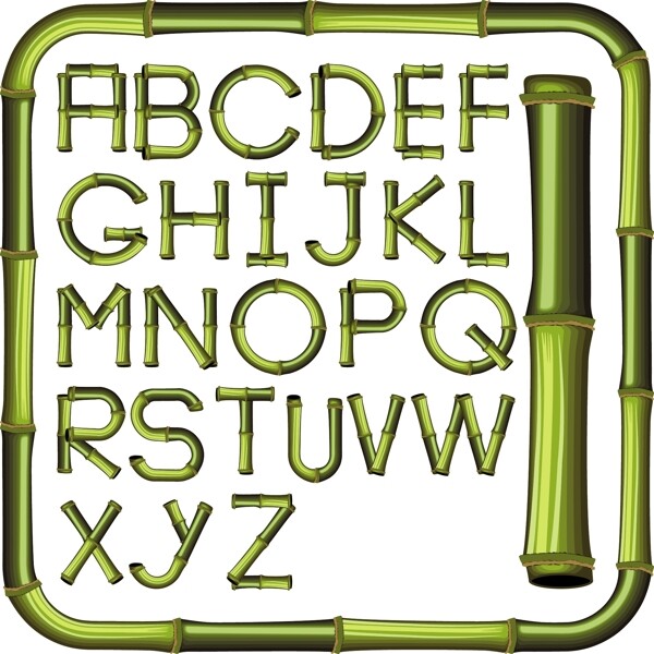 竹子创意字母01矢量素材