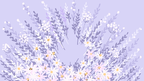 紫色花朵花束边框浪漫背景