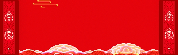 大红灯传统节日新年快乐banner背景