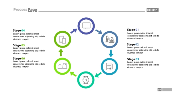六阶段循环过程图模板