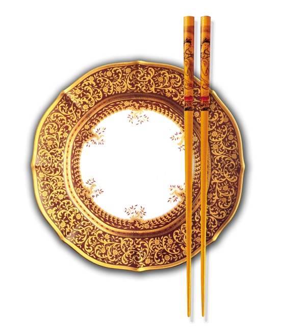 绝美华丽的盘子和筷子图片