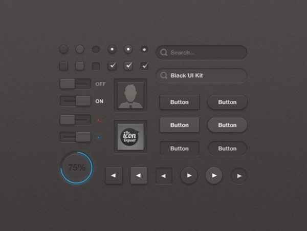 黑色UI工具包PSD下载