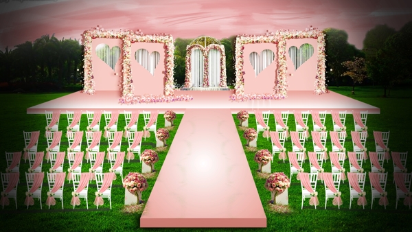 粉色系婚礼设计主背景整体图片
