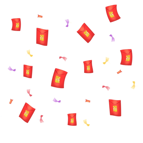 新年节日彩带红包理财漂浮元素