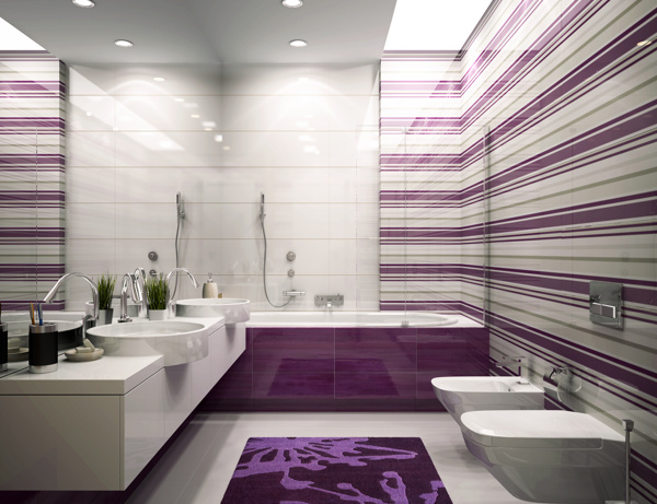 紫色调卫生间设计图片