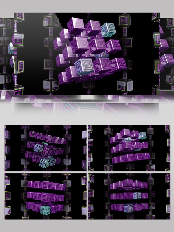 紫色三维方块视频素材
