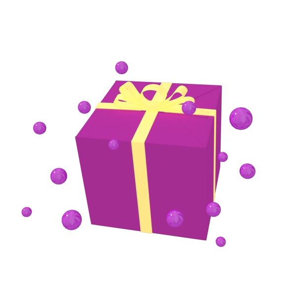 电商装饰紫色礼盒C4D可商用元素