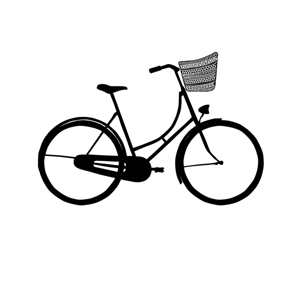 扁平手绘自行车