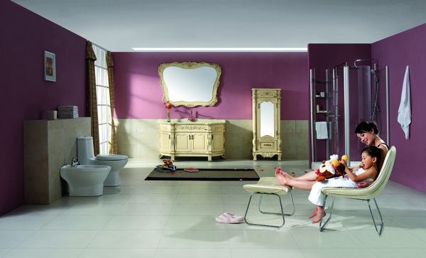 卫浴女人孩子浴室柜高清大图家具现代居家图片