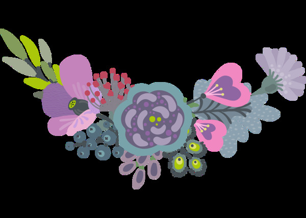 水彩涂鸦花卉png透明素材