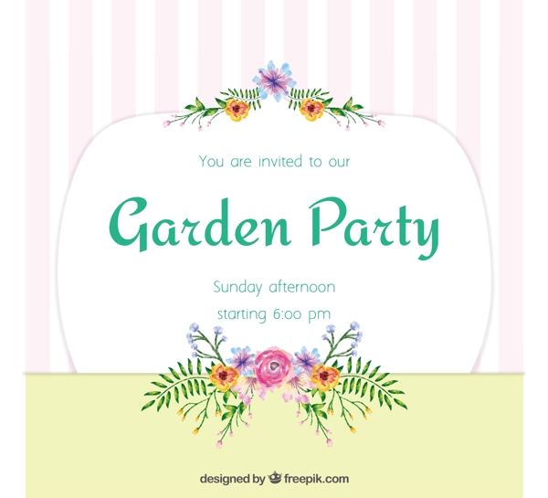 颜色柔和的花园聚会的邀请