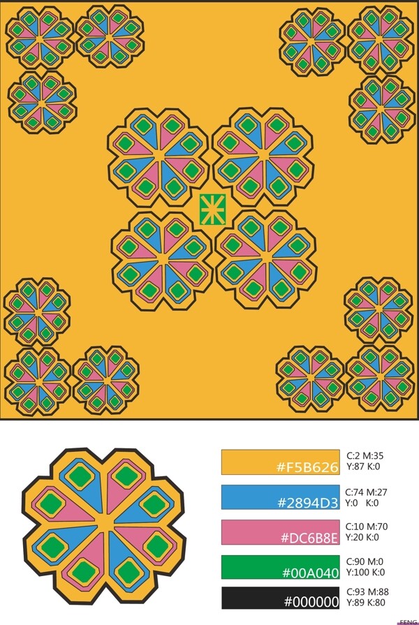 彝族刺绣八角花图片