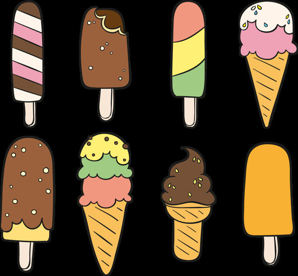 彩色手绘雪糕冰淇淋免抠png透明图层素材