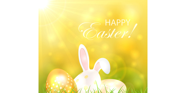 春季背景与彩色复活节彩蛋和兔矢量