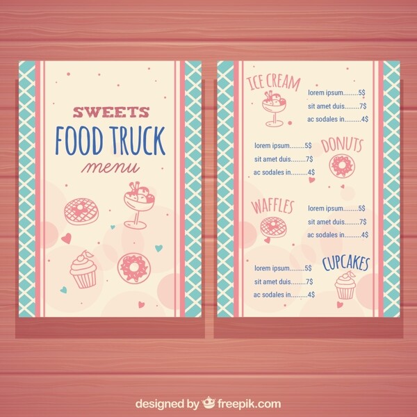 手绘糖果食品卡车菜单