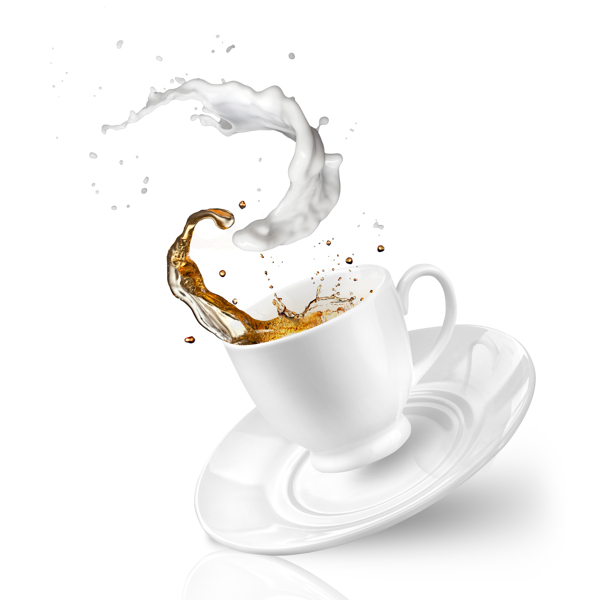 咖啡牛奶水花设计图片