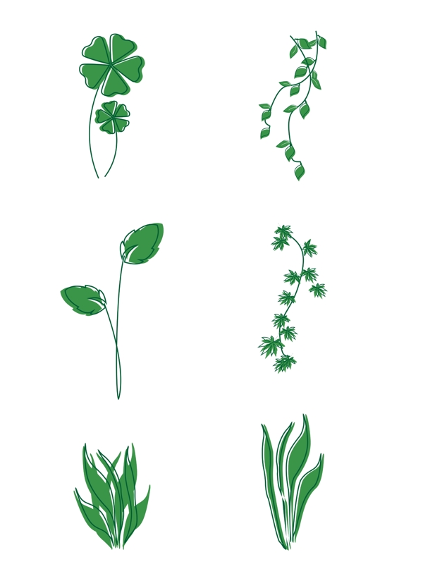原创绿色植物树叶元素