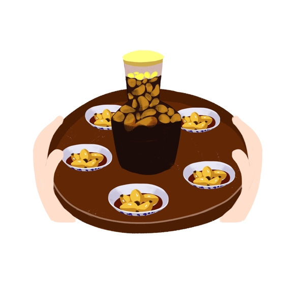 传统节日腊八节团圆饭手绘插画