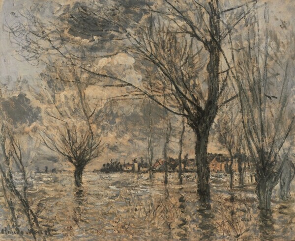 InondationdelaSeine脿Vetheuil1881风景建筑田园植物水景田园印象画派写实主义油画装饰画