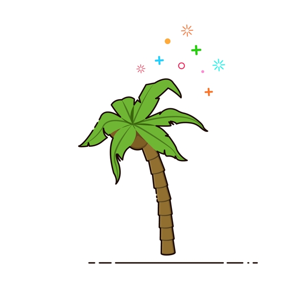 手绘矢量MBE沙滩椰子树