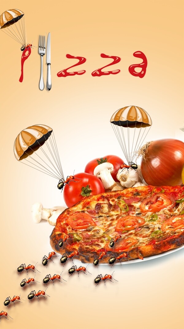 披萨美食分层海报图片