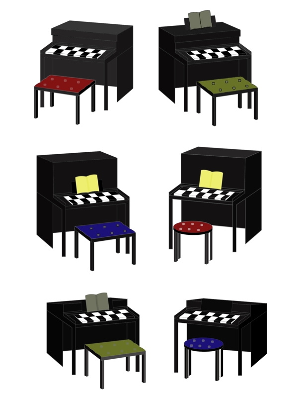 钢琴卡通凳子元素装饰图案