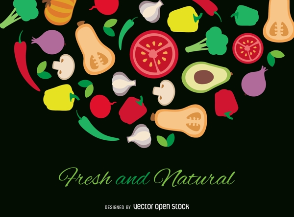 新鲜蔬菜和天然蔬菜海报