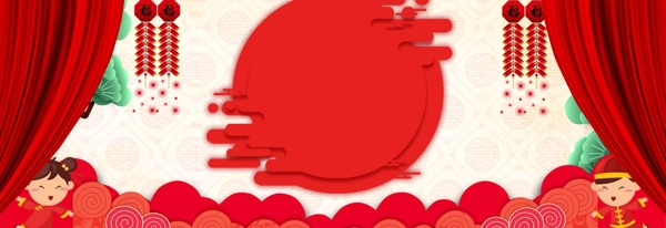 新年春节红色中国风banner背景