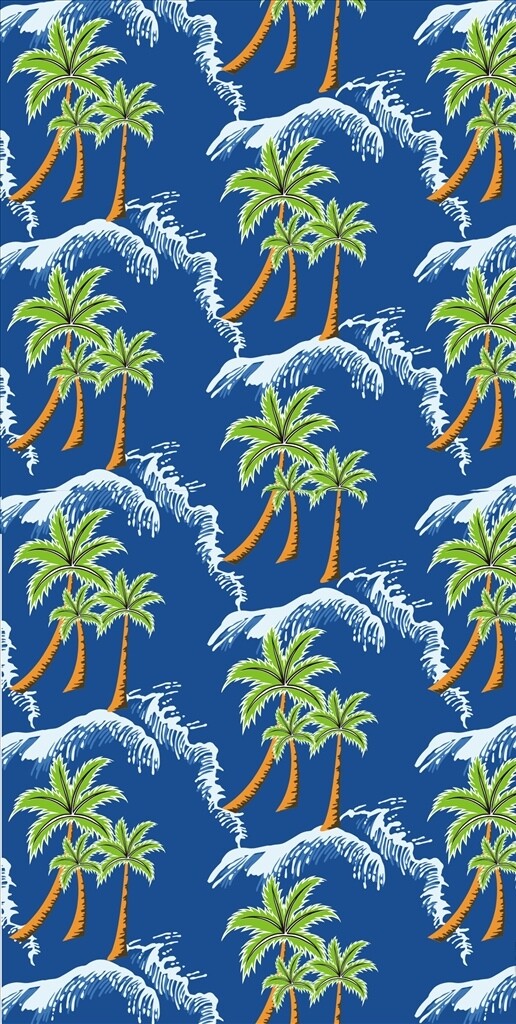 椰子树水波纹四方连续底纹