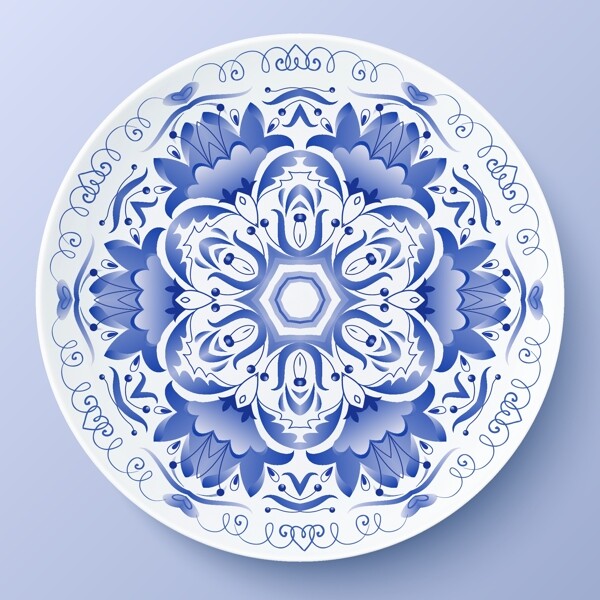 蓝色花朵圆盘图片