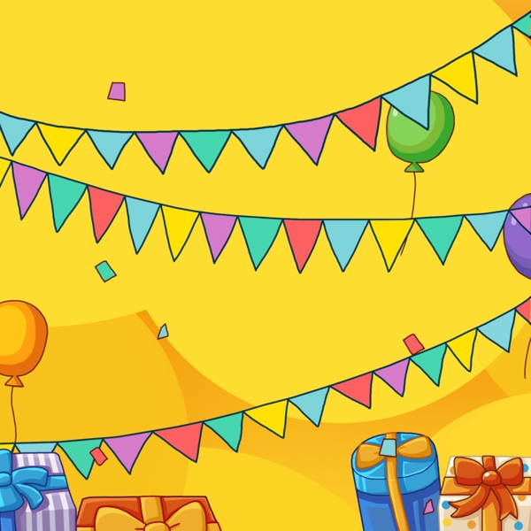彩旗气球礼物六一儿童节背景