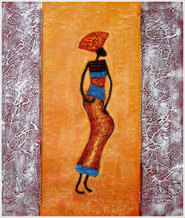 非洲女人油画写生图片