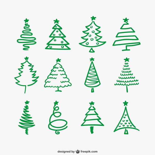 绿色手绘圣诞树