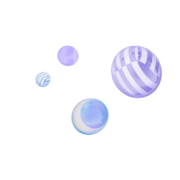 紫色C4D悬浮彩球电商装饰