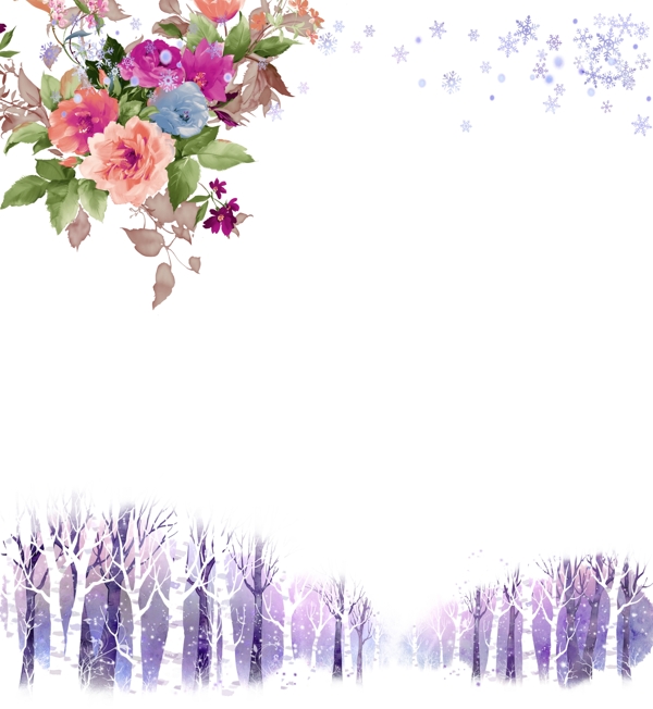 彩色花卉紫色背景系列