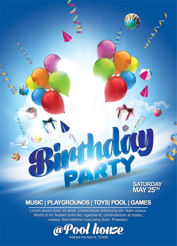 生日party海报传单设计图片