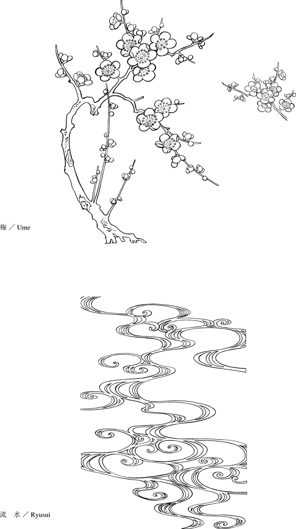 线描植物花卉矢量素材30梅花流水.