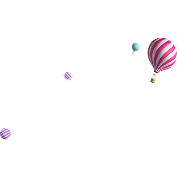 漂浮的彩色热气球免扣图