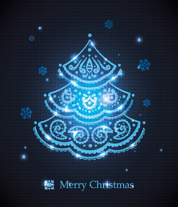 蓝色圣诞装饰卡片