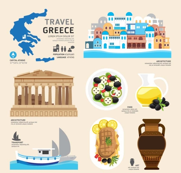 希腊旅游元素