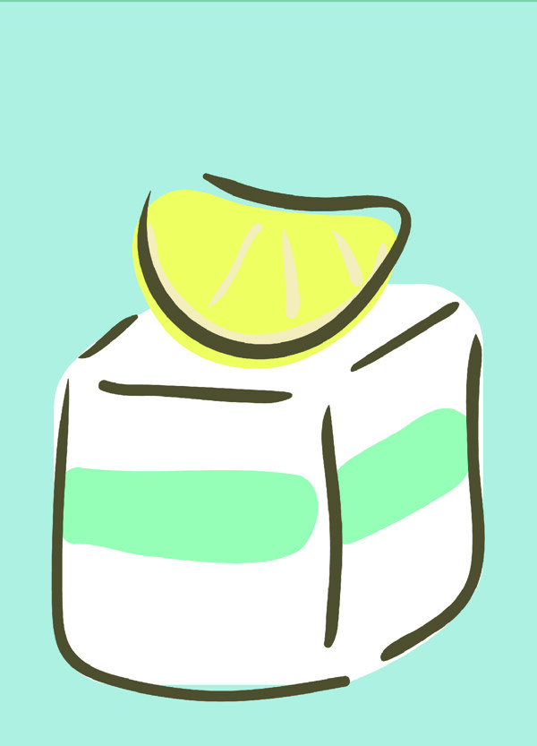 柠檬蛋糕简约插画