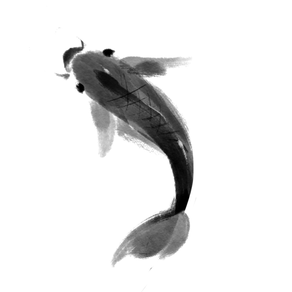 黑色的水墨鲤鱼插画