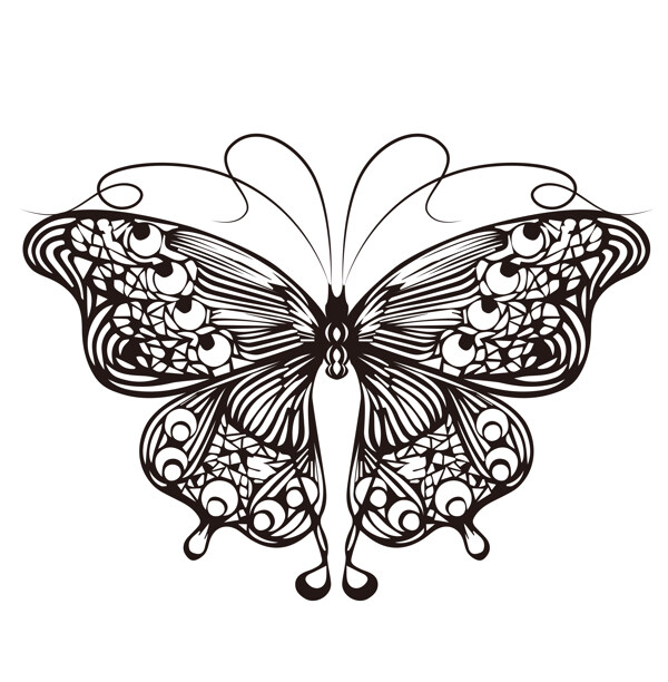 蝴蝶复古线条标志图标素材