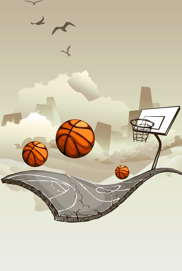 篮球比赛海报矢量背景