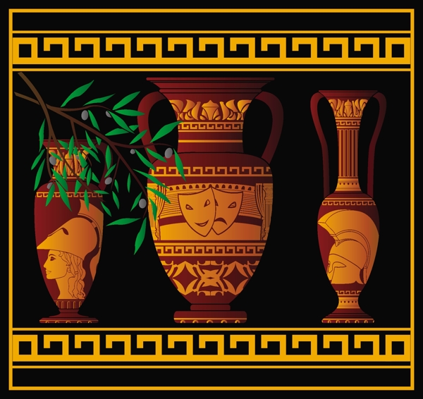 古希腊花瓶花纹图案图片