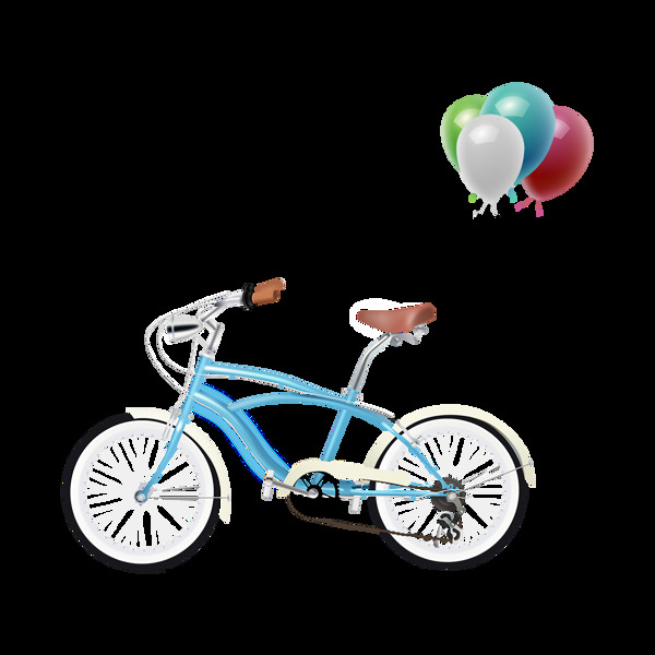 蓝色单车气球元素